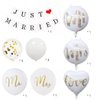 Borsgye 14PCS Just Married Banner Mr and Mrs Wooden Signs Letters Decorations Set Love Foil Balloons Glitter Latex Balloons Reception Sign Garland for Table Decor Bridal Decorations Supplies