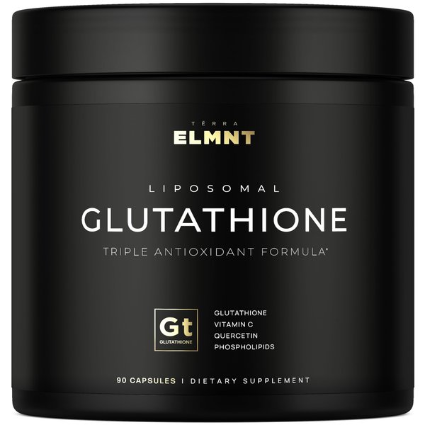 ELMNT 2150mg Super Antioxidant Liposomal Glutathione Supplement w. Vitamin C, Quercetin & Reduced L Glutathione 1000mg - Proven Complex for Best Absorption, Detox, Skin Glow + Immune - 90 Pills
