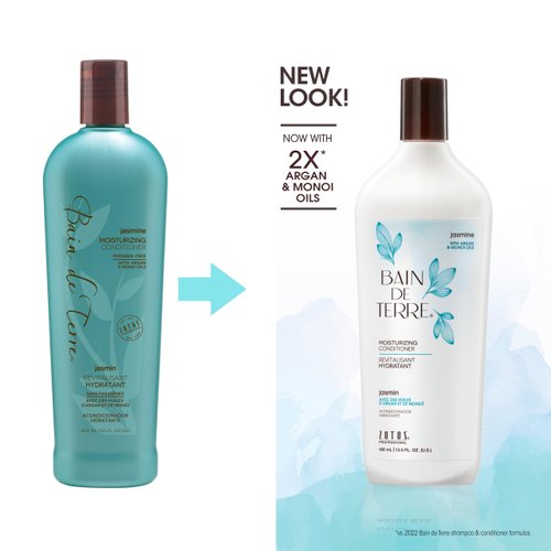 Bain de Terre Jasmine Moisturizing Conditioner, Rich Hydration for Dry Hair, with Argan & Monoi Oils, Paraben-Free, Color-Safe, Vegan, 13.5 Fl Oz