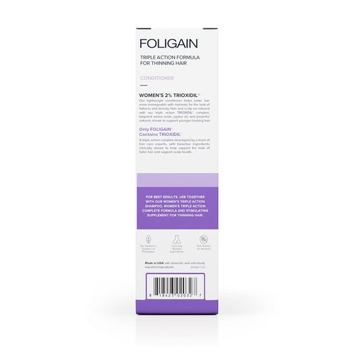 Foligain Triple Action Conditioner For Thinning Hair, Volumizing Conditioner for Women, 8 Fl. Oz.