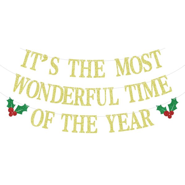 It's the Most Wonderful Time of the Year Banner, Merry Birthday, Happy New Year, Winter Christmas Birthday Party Decorations
