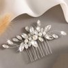 Yean Crystal Bride Wedding Hair Comb Silver Rhinestone Bridal Hair Accessories Pearl Hair Piece for Women and Girls
