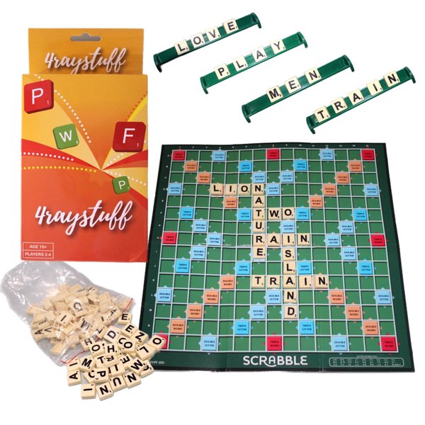 4raystuff Scrabble Board Game, Word Game for Adults and Kids Ages 10 and Up, Fun Family Game for 2-4 Players. Travel Games Ideal for Camping Games for Families
