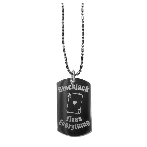 Hat Shark Blackjack Fixes Everything - Luggage Metal Chain Necklace Military Dog Tag