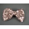 Taupe flower sequins chiffon fabric BOW 4 wide barrette hair clip gator claw