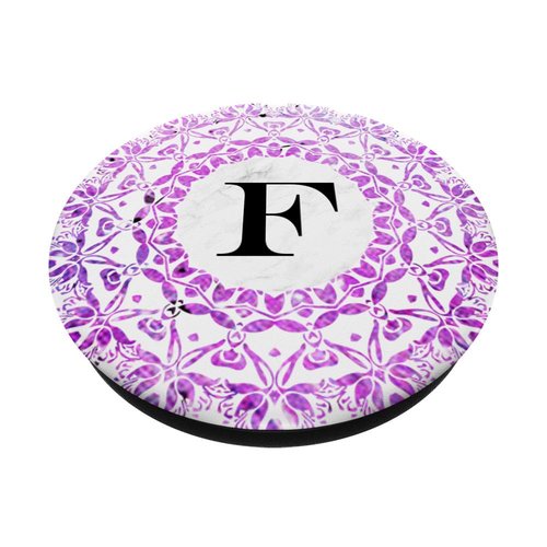 Cell Phone Pop Up Grip Holder,Monogram Mandala White Pink F PopSockets Grip and Stand for Phones and Tablets
