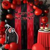 KatchOn, Red and Black Fringe Curtain - 3.2x8 Feet Pack of 2 | Red and Black Party Decorations | Halloween Backdrop for Halloween Decorations | Casino Theme Party Decorations