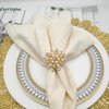 Joyindecor Gold Napkin Rings Set of 6 - Flower Pearl Rhinestone Napkin Ring Holder for Wedding Party Home Kitchen Dining Table Linen Accessories (Golden)