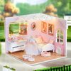 TuKIIE DIY Miniature Dollhouse Kit with Furniture, 1:24 Scale Creative Room Mini Wooden Christmas Doll House Accessories Plus Dust Proof for Kids Teens Adults(Enjoy The Life)