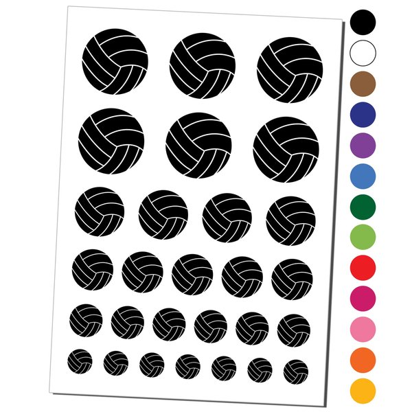 Volleyball Solid Temporary Tattoo Water Resistant Fake Body Art Set Collection - Dark Blue (One Sheet)