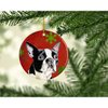 Boston Terrier Red Snowflakes Holiday Christmas Ceramic Ornament SC9400