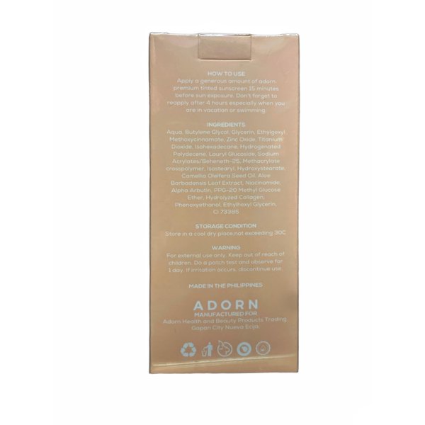 ADORN Premium Tinted Sunscreen SP50 UVA/UVB Broad Spectrum 50ml