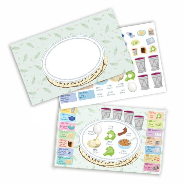 jewFadz Single Pack Pesach Stunning Seder Plate &Beautiful Steps Reusable Sticker Scenes – Best Traditional Passover Creativity Learning Gift for Kids and Adults