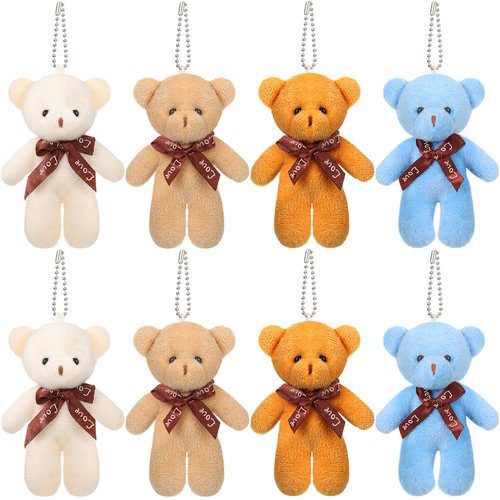 Skylety 24 Pcs Mini Bears 4.7 Inch Tiny Bears Doll Bulk Soft Mini Stuffed Animals for DIY Keychain for Graduation Birthday Baby Shower Wedding Party Favors
