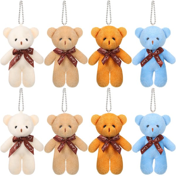 Skylety 24 Pcs Mini Bears 4.7 Inch Tiny Bears Doll Bulk Soft Mini Stuffed Animals for DIY Keychain for Graduation Birthday Baby Shower Wedding Party Favors
