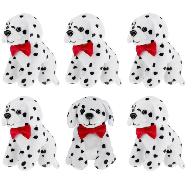 6 Pcs Dalmatians Dog Stuffed Animal Toy Realistic Plush Dog Spotted Stuffed Puppy Soft Cuddly Stuffed Animal Toy for Halloween Carnival Prize Gift Birthday Party Favor, 5.7 Inch (Novelty Style)