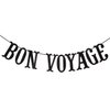 Bon Voyage Party Banner for Adventure Awaits Going Away Celebration Moving Away Retirement Party Decorations Sign Bunting (Black Glitter)