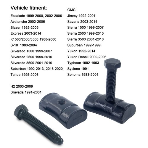 Autoacc Torsion Bar Key Adjustment Block Nuts with Bolts for Chevy Silverado Suburban Tahoe Express Blazer S10 S15 Avalanche Sierra Yukon Savana Sonoma Jimmy K1500/2500/3500 H2 (Full Thread, Set of 2)