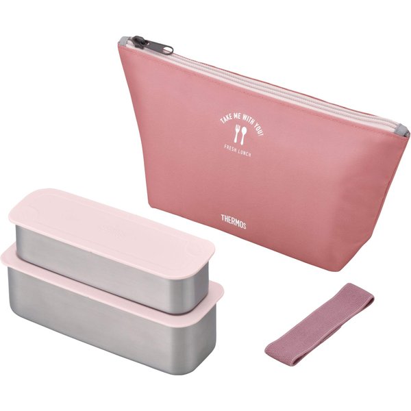 Thermos DSA-604W DTP 2-Tier Slim Fresh Lunch Box, 21.8 fl oz (635 ml), Dusty Pink