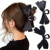 CustomyLife 2pcs Bow Hair Claw Clip for Women, Non-Slip Black Bowknot Hair Clip, Bun Updo Big Hair Barrettes Accessories for Long Short Curly Straight Thick Thin Wavy Hair