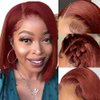 Reddish Brown Bob Wig Human Hair 13x4 Lace Frontal Wig For Black Women180% Density Colored 33B Reddish Brown Straight Bob Lace Front Wigs Human Hair Auburn Pre Plucked with Baby Hair