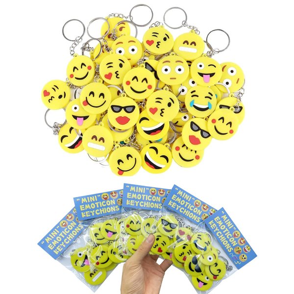 80 pcs Mini Emoticon Keychain for Kids Party Favors,Mini Cute Keyring for Classroom Prizes,Emoticon Party Favors,Valentine's Day Gifts,Birthday Christmas Party Favors Gift,Goodie Bag Stuffers Supplies