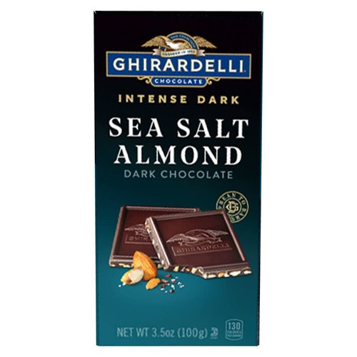 GHIRARDELLI Intense Dark Chocolate Bar, Sea Salt Almond, Valentine’s Day Chocolate Gifts, 3.5 Oz Bar