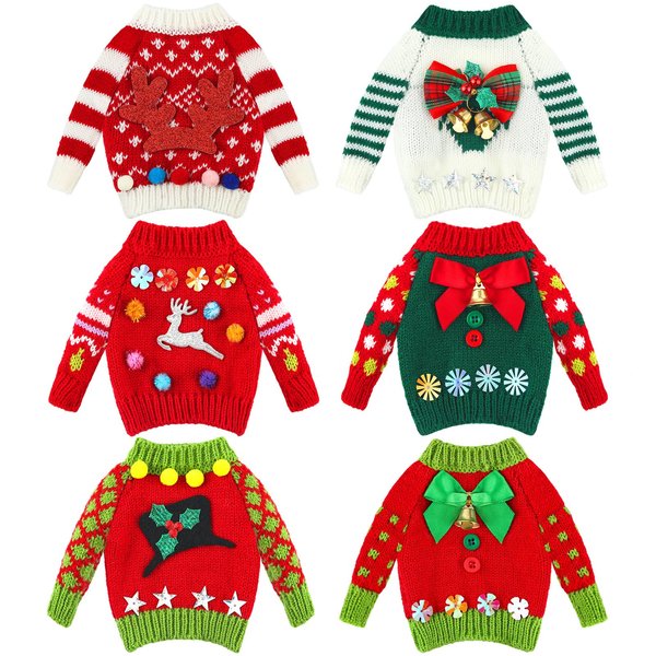 Shappy 6 Pieces Christmas Elf Doll Clothes Cute Christmas Elf Accessories Lovely Elf Knitted Clothing Accessory Sweater Set for Doll Decor