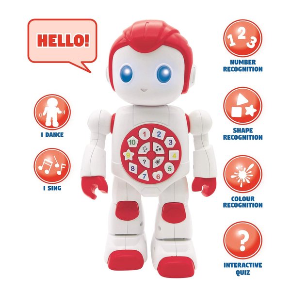 Lexibook Powerman Baby Smart Interactive Toy Learning Robot Toy for Kids Dancing Plays Music Quiz Numbers Shapes Colors Boy Girl Robot Junior Red/White - ROB15EN_09, White Red, 8.66 Inch