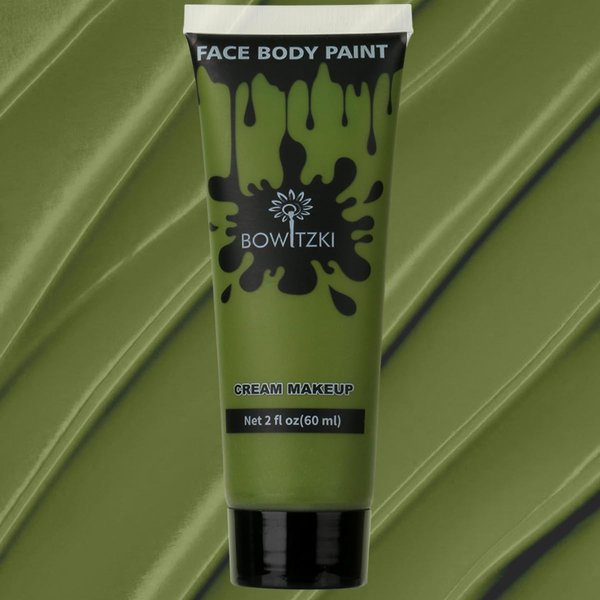 Bowitzki Face and Body Paint 2oz Cream Makeup 60ml Water Based Face Painting Special Effects For Adults Children Kids Halloween Christmas Party Stage Cosplay (Dark Green)