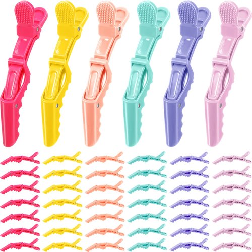 Jexine 50 Pcs Alligator Hair Clips Wide Teeth Double Hinged Professional Salon Hair Clips for Styling Sectioning Coloring Crocodile Clips Skin Care Clips for Women Girls Hair Styling Accessories