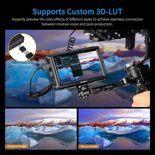 FEELWORLD FW568 PRO 6 Inch 1200nit High Bright Camera DSLR Field Monitor with F750 4400mAh Battery and Bag, Custom 3D LUT Camera Monitor 4K 60Hz HDMI in Out Waveform Monitoring Lightweight