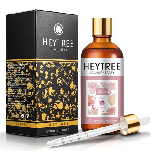 HEYTREE Rose Essential Oil - Hydrating and Romantic Aromatherapy Oil for Relaxation, Skin Nourishment, and Hair Care,Massage,Bath-100ml