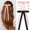 DEEKA 4Pcs Hair Bows for Women Black Pink Bows Classic Elegant Satin Hair Clips with Long Tail Tassel Hair Ribbon Hair Accessories for Women and Girls (Beige, Pink, Dusty Pink, Black)