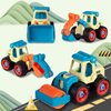 Beach Sand Toys for Toddlers Age 3-5,Outdoor Sandbox Toys, Kids Toys for 2 3 4 Year Old Boys, Stem Take Apart Construction Toys Truck, Excavator, Bulldozer, Ground Drill, Road Roller (Blue)