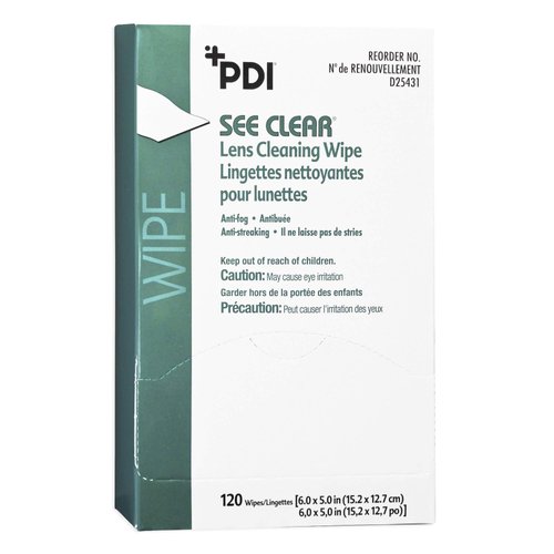 See Clear Lens Cleaning Wipes - Eye Glasses Cleaner Wipes - Non-Scratching, Non-Streaking, Pre-Moistened Wipes - Individual Packet, 6.5 in. x 5 in., 120 Wipes, 1 Pack