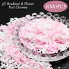 RODAKY 1000PCS Pink Bow Nail Charms White Bowknot Charms for Nail Resin Flatback Nail Pearl Beads Flower Charms Valentine's Day Nail Decoration Accessories for Women Manicure DIY