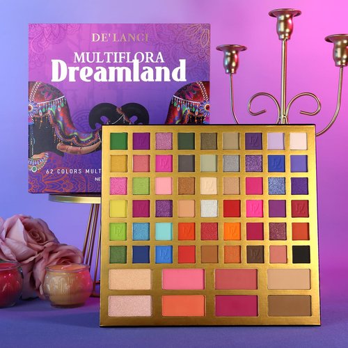 62 Color Rainbow Eyeshadow Palette Pro,DE'LANCI Big Colorful All In One Makeup Palette for Stage Makeup,Blush Highlighter Contour Full Kit,Pigmented Makeup Pallet Holiday Gifts for Beginners Teen Pros