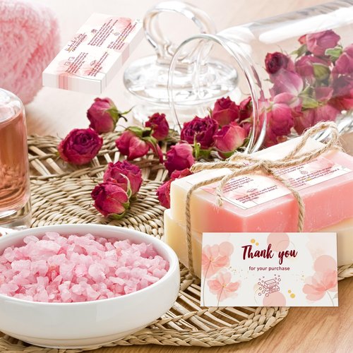 YHNTGB 240 Pcs Handmade Soap Care Cards - Soap Care Guide, Bar Card & Instructions for Soap Makers, Handmade Soap Care Instructions (PINK)
