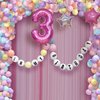 JellyArch Birthday Era Decoration DIY Giant Friendship Bracelet Balloon Kit 70 Link Balloons Tail Connected Balloon Garland 4 Letter Number Stickers for Customizable Birthday Banner Party Supplies