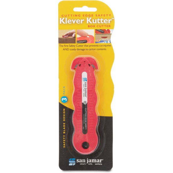 San Jamar KK401 Klever Kutter Safety Box Cutter Knife, Red