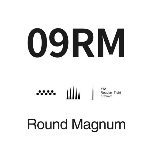 STIGMA #12(9RM) Standard Disposable Tattoo Needle Cartridges with Membrane Safety Cartridges for Tattoo Artists Curved/Round Magnum Shader Soft Edge 20Pcs Standard Pack EN05-20-1209RM