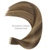 WENNALIFE Tape in Hair Extensions Human Hair Balayage Chocolate Brown to Caramel Blonde Tape in Extensions, 10pcs 25g 14 inch Remy Invisible Tape Ins Straight Soft Real Human Hair Tape in Extensions