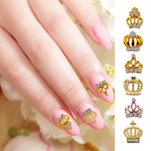 SILPECWEE 30pcs Crown Nail Charms Hollow Alloy Nail Jewels Nail Rhinestone Crystal Nail Diamond Charms for Nails 3d Nail Art Charms Nail Decoration for Nail Art Accessories