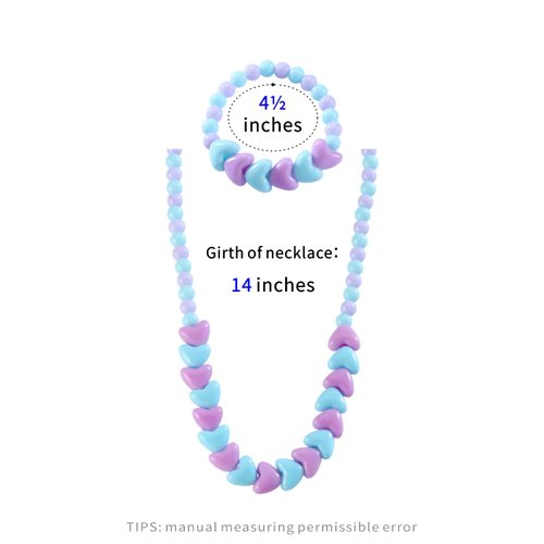 Lepida Girls Beaded Necklaces and Bracelets Set with Unicorn Flower Mermaid Heart Rainbow Pendant Toy Party Favors Dress up Play Costume Toddler Jewelry for Gift, Set3