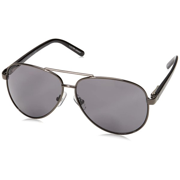 Foster Grant Men's Command Aviator Reading Glasses, Gunmetal/Transparent, 61 mm, +1.50