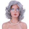 PATTNIUM Old Lady Wig Granny Costume Wig Grandma Wig Short Curly Gray Wig for Women Sythetic Wigs with Wig Cap