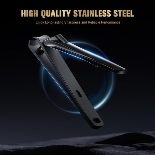 FERYES Elegant Nail Clippers 2-Piece Set - Toenail Clippers and Fingernail Clippers, Sharp Nail Cutters for Men and Women, Precision Grooming for Stunning Nails - Black