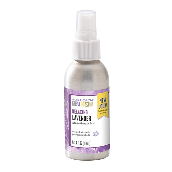 Aura Cacia Relaxing Lavender Aromatherapy Mist, 4-Ounce, Lavender Pure Essential Oils, Sweet & Floral Aroma