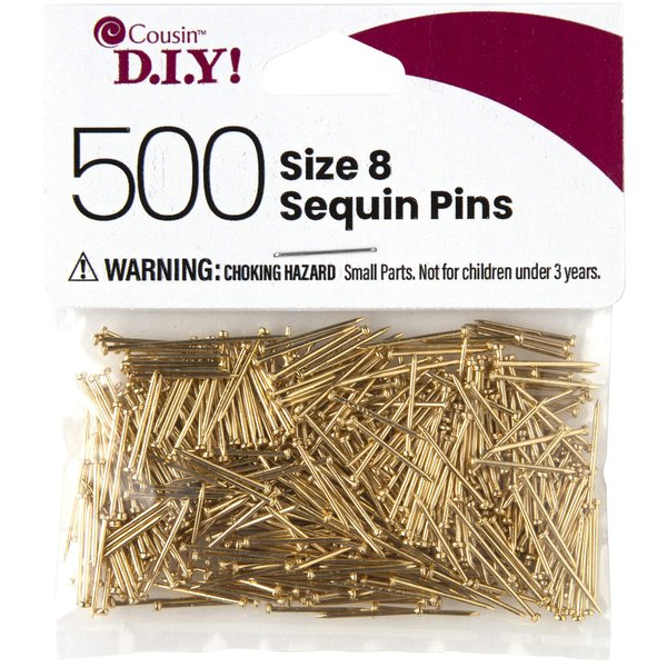 Cousin DIY Gold, Size 8, 500 Pieces Sequins Pins